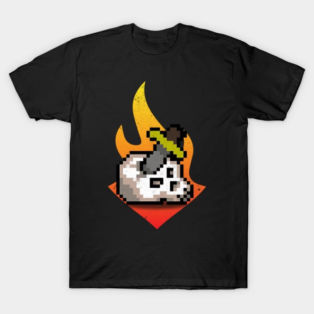 skull on fire T-Shirt by Asgard